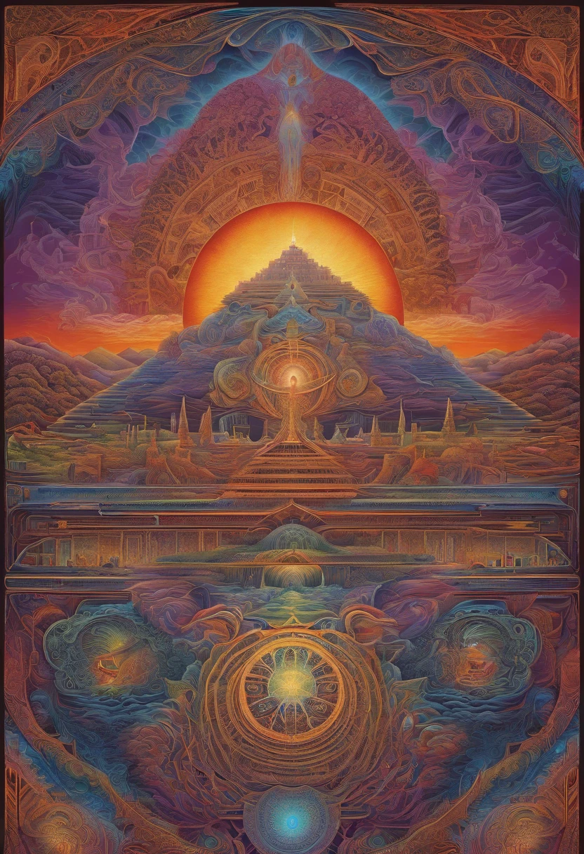 Alex Grey, hyper-detailed visionary art, Alex Grey style, Alex Grey and Romero Ressendi, highly detailed visionary art, DMT art, by Alex Grey, Alex Grey and Beksinski, vivid colors, realistic interpretations, intricate psychedelic patterns, intricate anatomical details, mind-expanding imagery, transcendent experiences, intricate brushwork, ethereal landscapes, spiritual awakenings, intricate compositions, cosmic connections, intricate line work, exploration of consciousness, dynamic visual narratives, interplay of light and shadow, intricate symbolism, otherworldly dimensions, sacred geometry, intense emotional depth, profound spiritual themes, multi-layered storytelling, vibrant and saturated hues, hypnotic textures, fusion of human and divine, intricate portraits, surreal landscapes, divine energy, vibrant expressions, intricate blending techniques, psychedelic journeys, mystical visions, serene and peaceful atmospheres, captivating and thought-provoking scenes. (Best quality, 4k, 8k, highres, masterpiece:1.2), ultra-detailed, (realistic, photorealistic, photo-realistic:1.37), HDR, UHD, studio lighting, ultra-fine painting, sharp focus, physically-based rendering, extreme detail description, professional, bokeh.