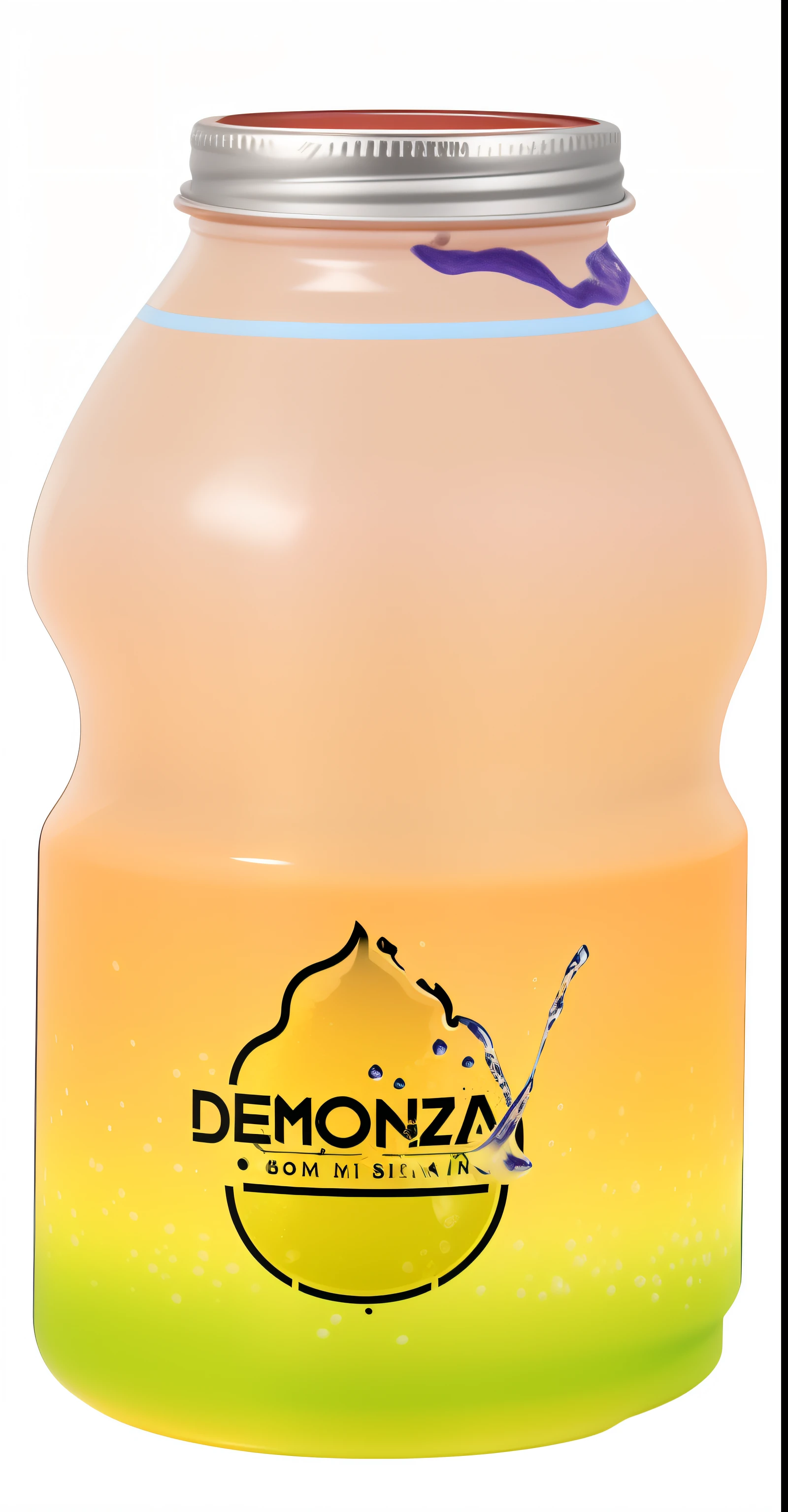 Close-up of a can of liquid, bottom - view, drawn image, dirt - stained skin, denoised, Sparkling water, Yakult, , Official product photo, deep image, with lemon skin texture, sand color, Opal meat