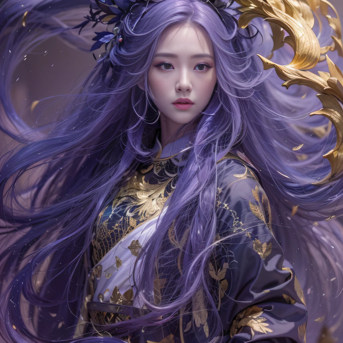 Agate glass texture 32K(tmasterpiece,k hd,hyper HD,32K)Long flowing bright purple hair,Autumn Pond,zydink, a color, Asian people (Kizi), (Red scarf), Combat posture, looking at the ground, long whitr hair, Floating bright purple, Fire cloud pattern gold tiara, Chinese long-sleeved gold silk garment, (abstract ink splash:1.2), white backgrounid,Lotus protector(realisticlying:1.4),Bright purple hair,Smoke on the road,The background is pure, A high resolution, the detail, RAW photogr, Sharp Re, Nikon D850 Film Stock Photo by Jefferies Lee 4 Kodak Portra 400 Camera F1.6 shots, Rich colors, ultra-realistic vivid textures, Dramatic lighting, Unreal Engine Art Station Trend, cinestir 800,Long flowing bright purple hair