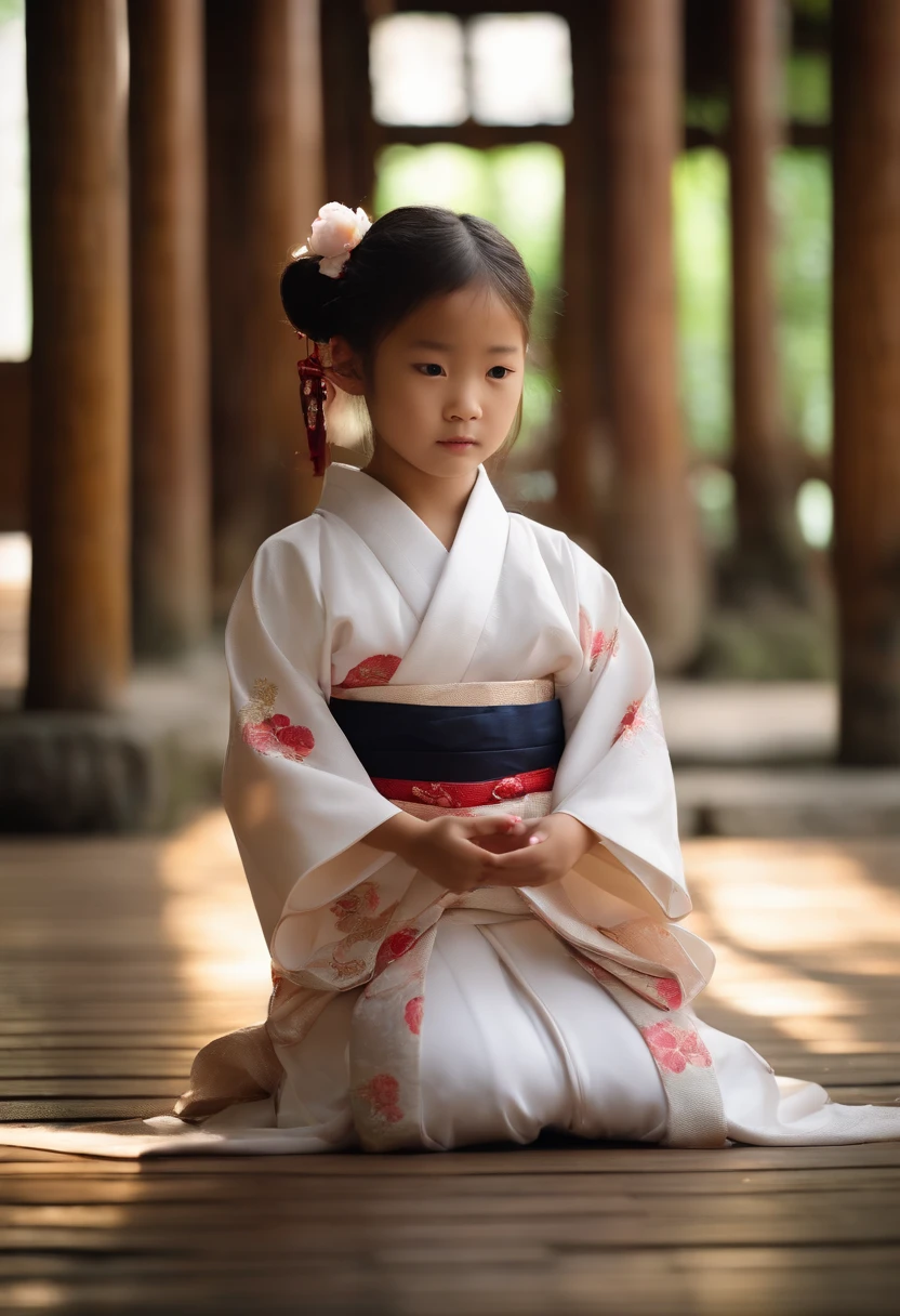 Wearing a kimono、Real Japan 7 year old girl in the temple, Beautiful japanese girl, beautiful japanese female, goddess of Japan, Beautiful Japan Female Face、Tie up your hair、Insert Hansa、A MILF、Sexy Japan Woman、Looking at the camera、looking into the eyes、facing front、Face forward、rain is falling、Beautiful collarbone、beautidful eyes、Barefoot、（（Naked））、7 year old girl、Sit down and brew tea，full body Esbian