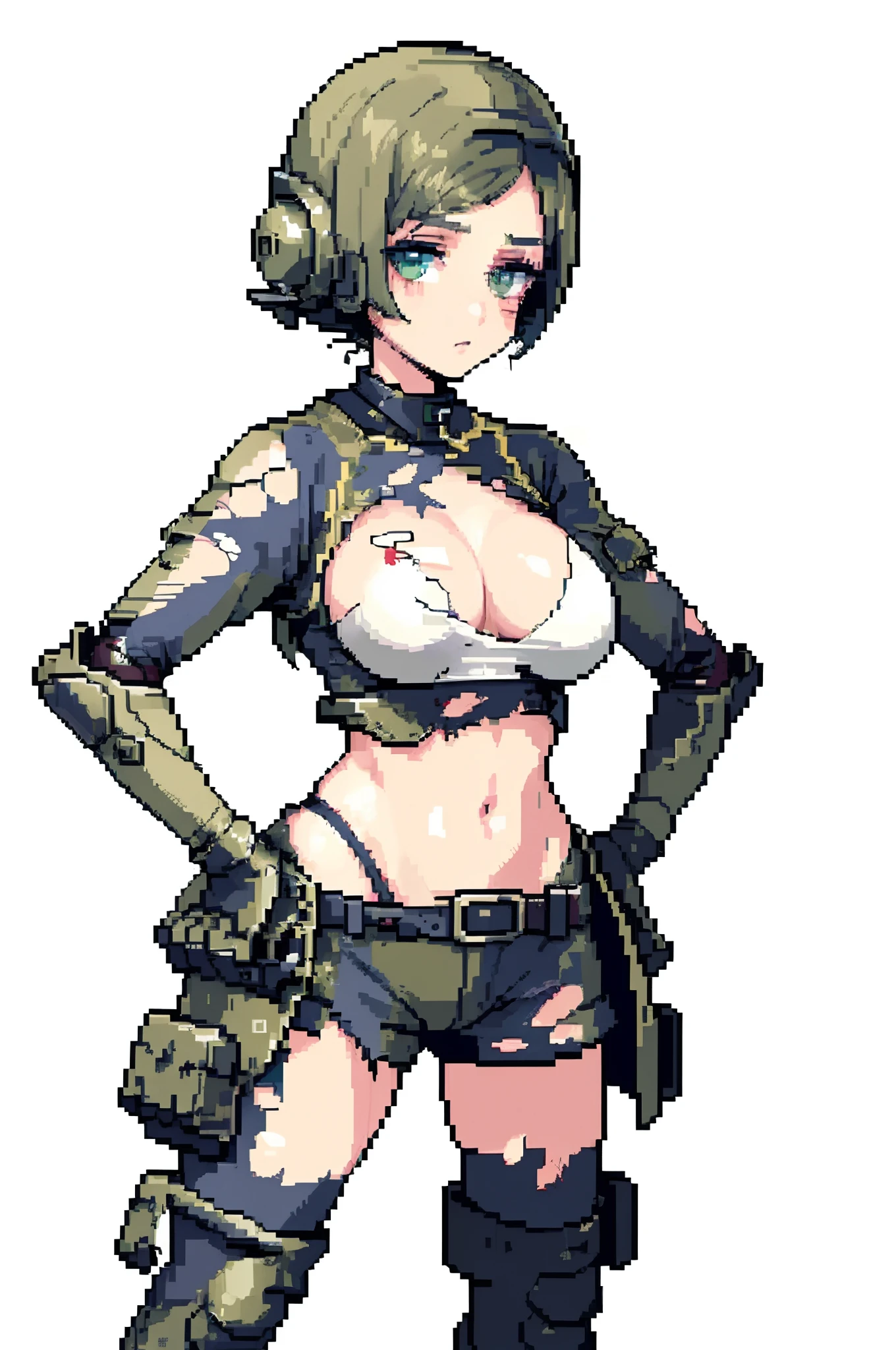 tmasterpiece, hiquality, beste-Qualit), pixel, Pixel Art, ((torn clothing)), ((Damaged clothing))