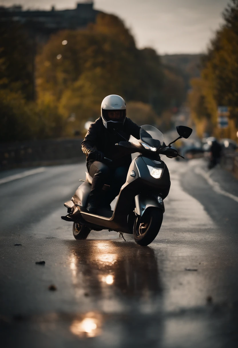 a e-scooter accident where the rider hit a pot hole, loose control and fly over to the road detsiled