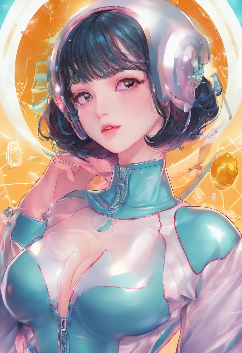 Kizi,(enchanced quality:1.4),(Top quality true texture skin), Delicate face,Black hair, Gradient hair, Petite body,(perfect bodies:1.1), There are precious stones on the forehead, rimless eyewears, Sparkling pupils,long eyelasher,grin, hyper photorealism, Cinematic lighting, projected inset, surrealism, hyper HD, Masterpiece, 16K quality,Lie down,dream on,Wear transparent silk pajamas,Carmelto,Legs slightly open,Foot shaking,Tattooed with,Fantasy space,Luxurious space,Visible all over the body,Sticking out the tongue,Teasing seductive,C cup,Extremely cute,Cleavage is seductive,Pornistic,Fascinating,in heat。