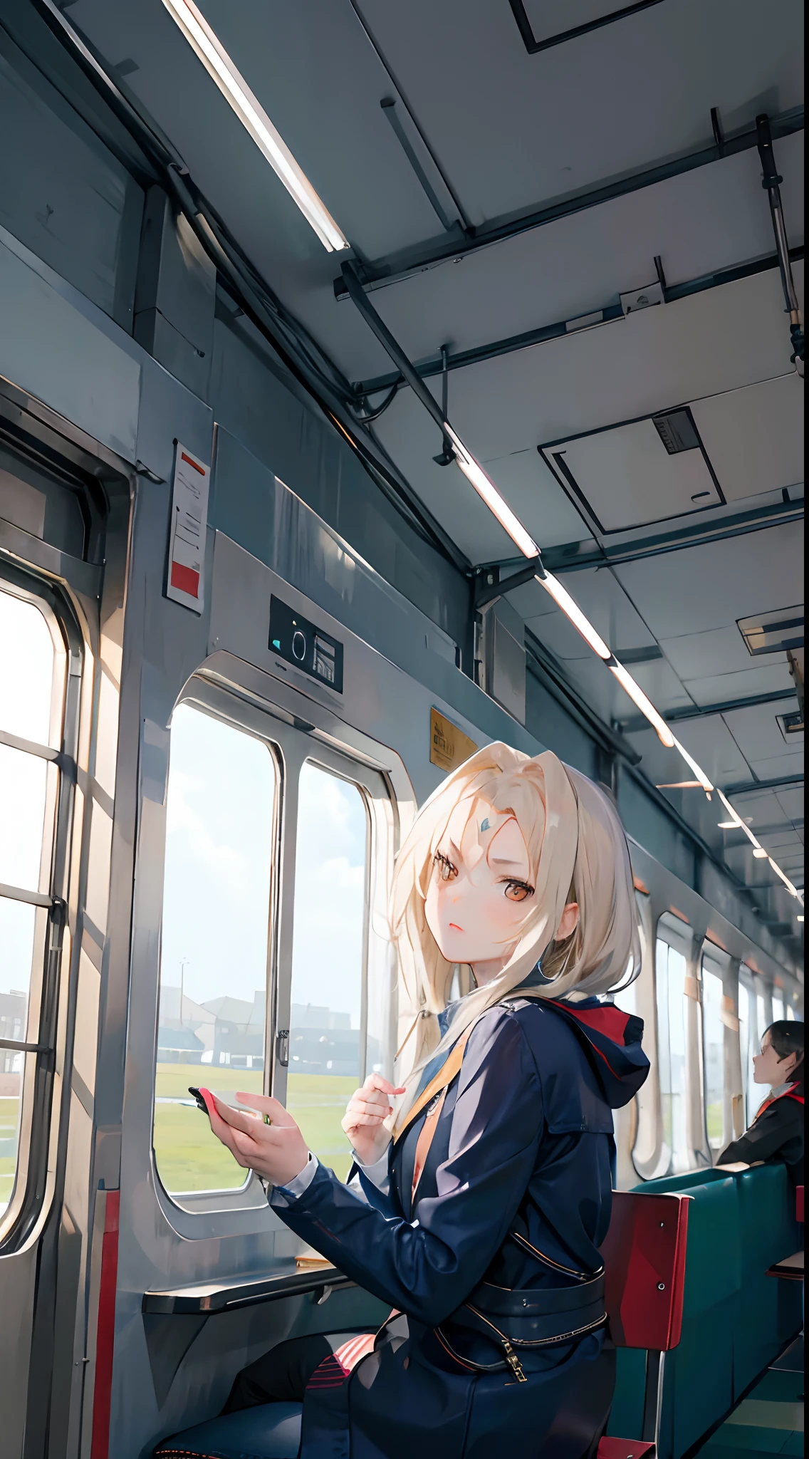 Girl sit on highspeed train