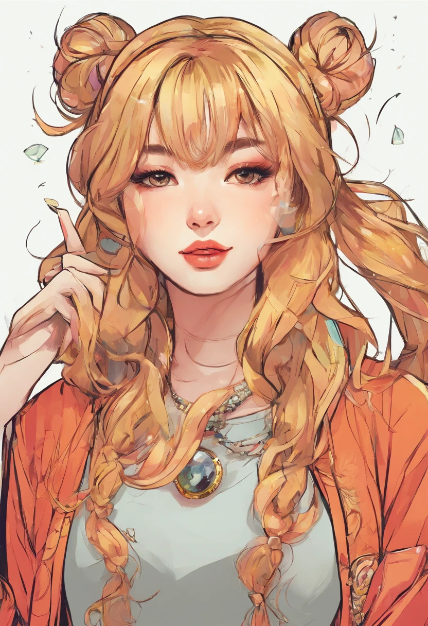 Hairstyles:  shapely, A high ponytail adds an element of sophistication and style, Blackhead,  Super pretty 20 year old Korean girl,happy face, Cartoon style illustration, Comic art, digital illustration , Highly detailed character design, cute detailed digital art, beautiful digital illustration, high quality portrait, Comic art, Asia, Character Design Portrait, Rough line sketch style,
