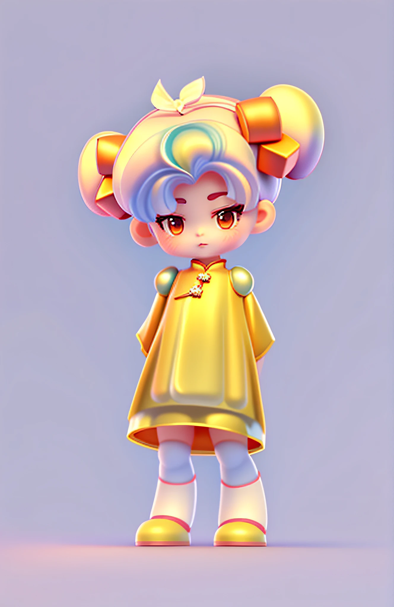 Cartoon girl with bow in her hair, loli in dress, clear outfit design, inspired by Takehisa Yumeji, cute character, full body portrait of a short!, Retro anime girl, Single character full body, chibi girl, soda themed girl, girl in a dress, wearing a dress of gossamer gold, full body character, pale young ghost girl