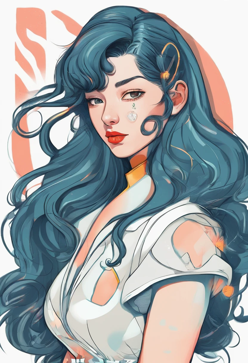 Hairstyles: shapely, A high ponytail adds an element of sophistication and style, Blackhead, Super pretty 20 year old Korean girl,happy face, Cartoon styled, digital illustration , Highly detailed character design, cute detailed digital art, beautiful digital illustration, high quality portrait, Comic art, Asia, Character Design Portrait, Rough line sketch style,Slender,Long hair