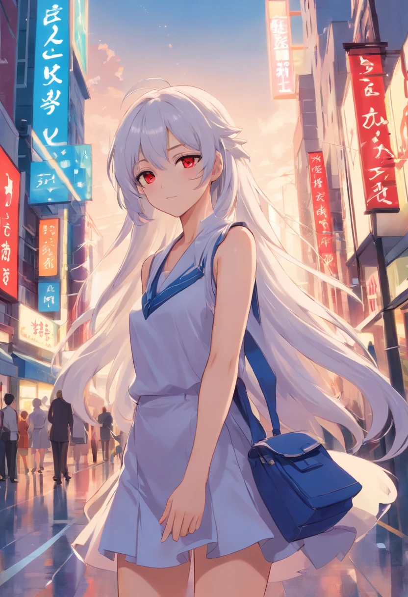best qualtiy,超高分辨率,1girll,female cleric,Clergy attire,adolable,(Kpop idol),(aegyo sal:1),(long white hair:1),((Red eyes)),It looks like in front of the audience,full bodyesbian,facing the front there,highly detailed exquisite fanart, Great character design,anatomy correct,highly detailed character,Stiletto heels,Bare legs