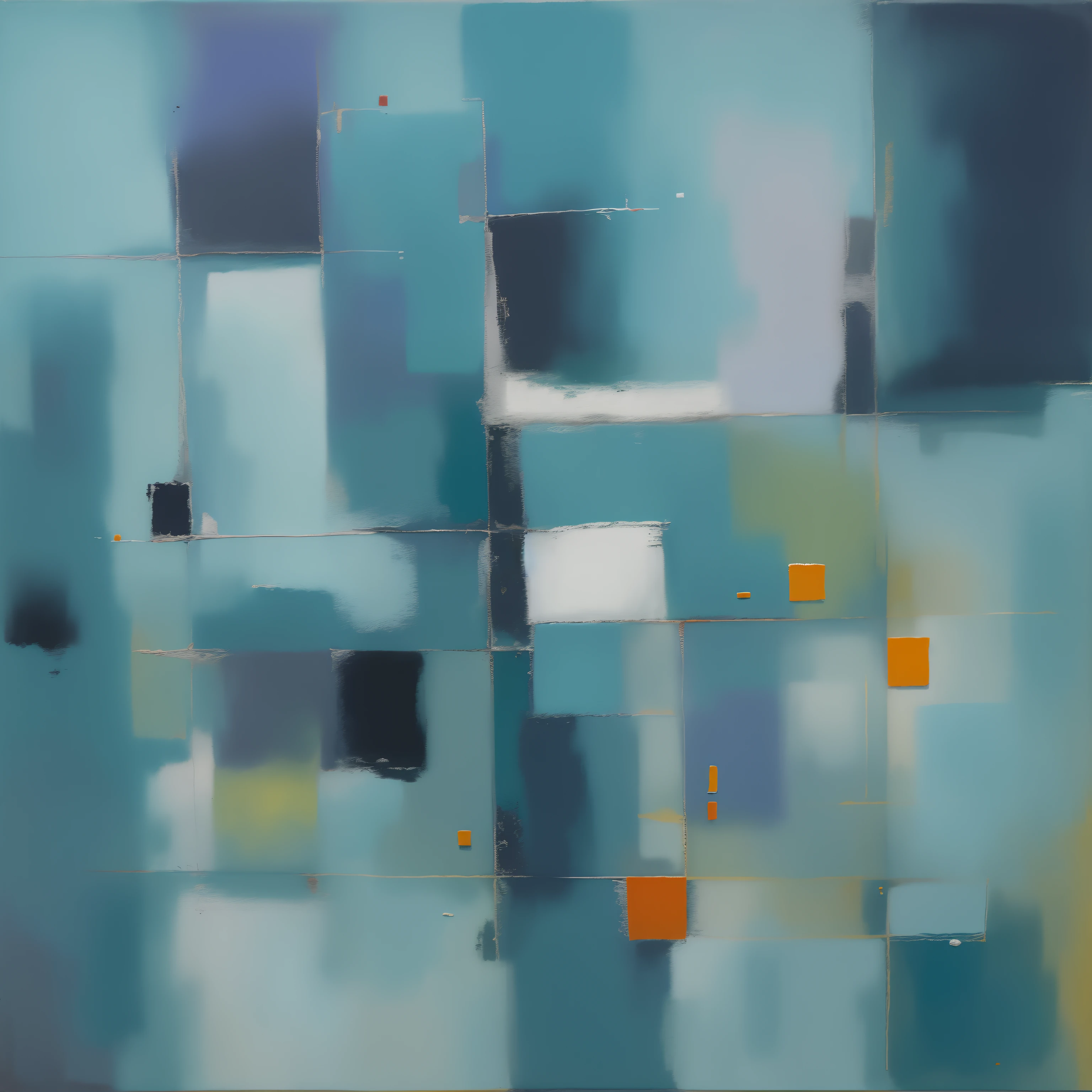 Square painting on blue background, inspired by Raoul De Keyser, Inspired by Thomas Bock, semiabstract, Inspired by Norman Lewis, Inspired by Thomas de Cather, Inspired by Cliff Gray, ( ( abstracted ) ), Inspired by Rolf Iseli, Inspired by Jose Lifrinks, a sense of depth, highly abstract