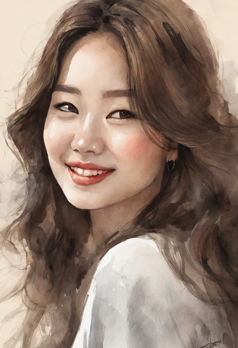 Blackhead, Super pretty 20 year old Korean girl,happy face, Cartoon styled, digital illustration , Highly detailed character design, cute detailed digital art, beautiful digital illustration, high quality portrait, Comic art, Asia, Character Design Portrait, Rough line sketch style,Slender,Long hair