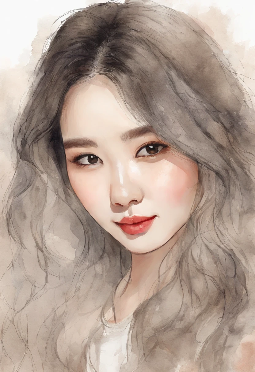 Blackhead,  Super pretty 20 year old Korean girl,happy face,  Cartoon styled, digital illustration , Highly detailed character design, cute detailed digital art, beautiful digital illustration, high quality portrait, Comic art, Asia, Character Design Portrait, Rough line sketch style,Slender,Long hair