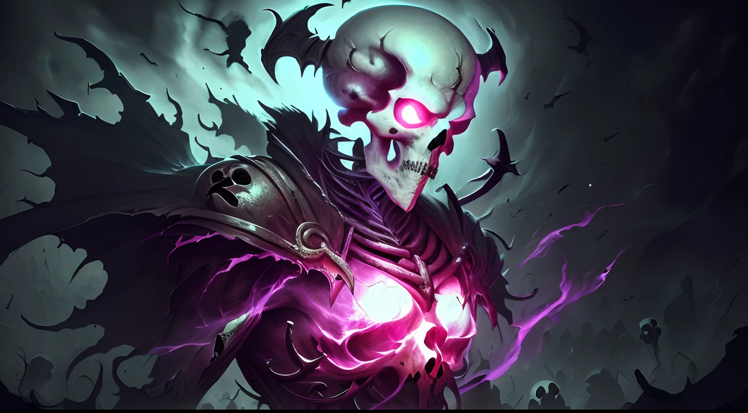 (very detailed 8k wallpaper), medium shot of a terrifying necromancer, intricate, high detail, dramatic