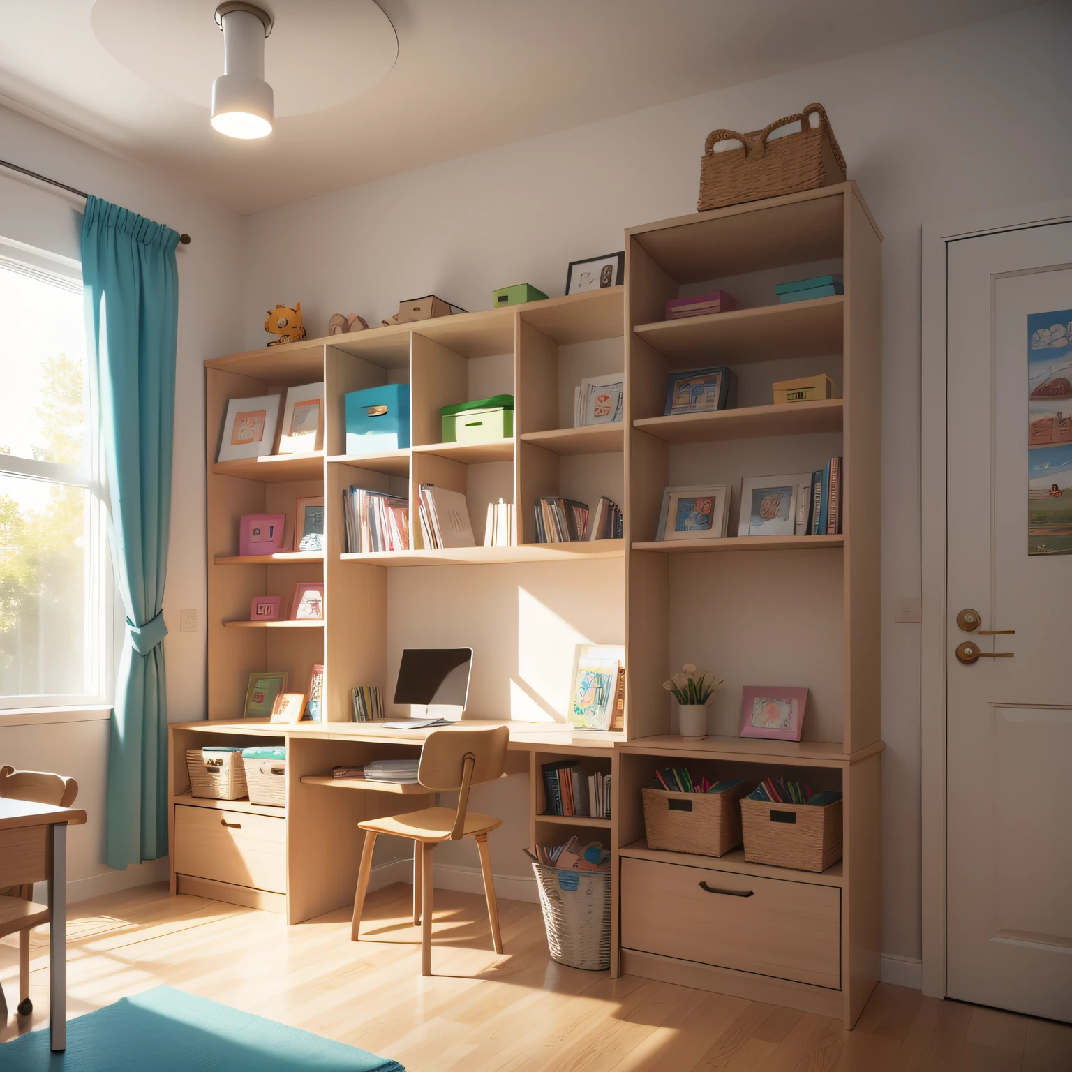 kids' study room with Shelves and Storage Bins