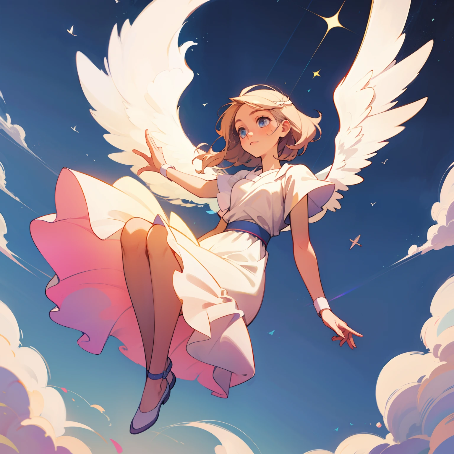 angel girl floating in the sky