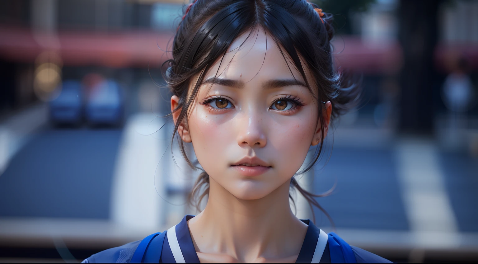校服,street,summer day,