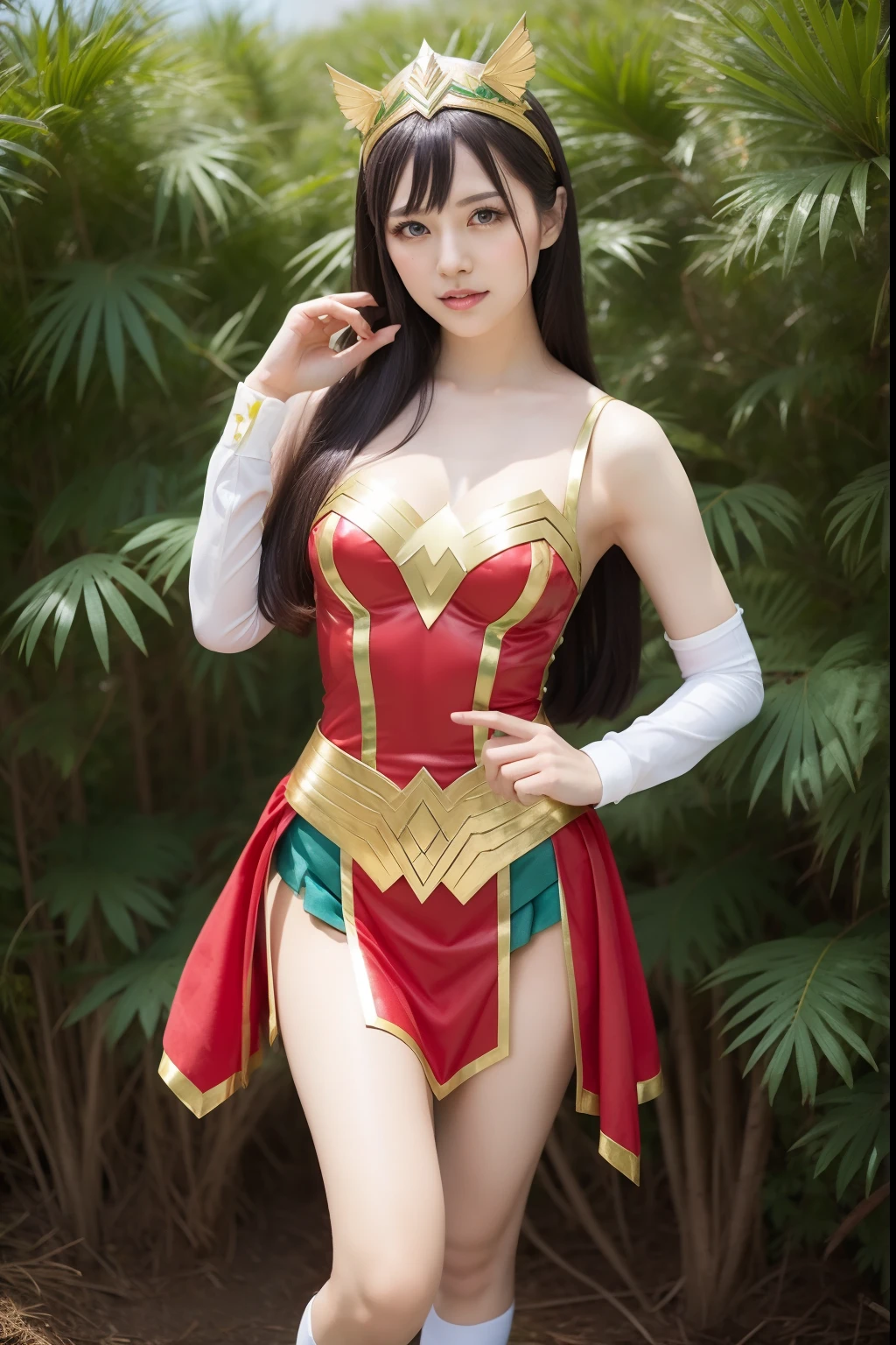 Women's Cosplay、The costume is gorgeous Wonder Woman with moss green and gold decorations