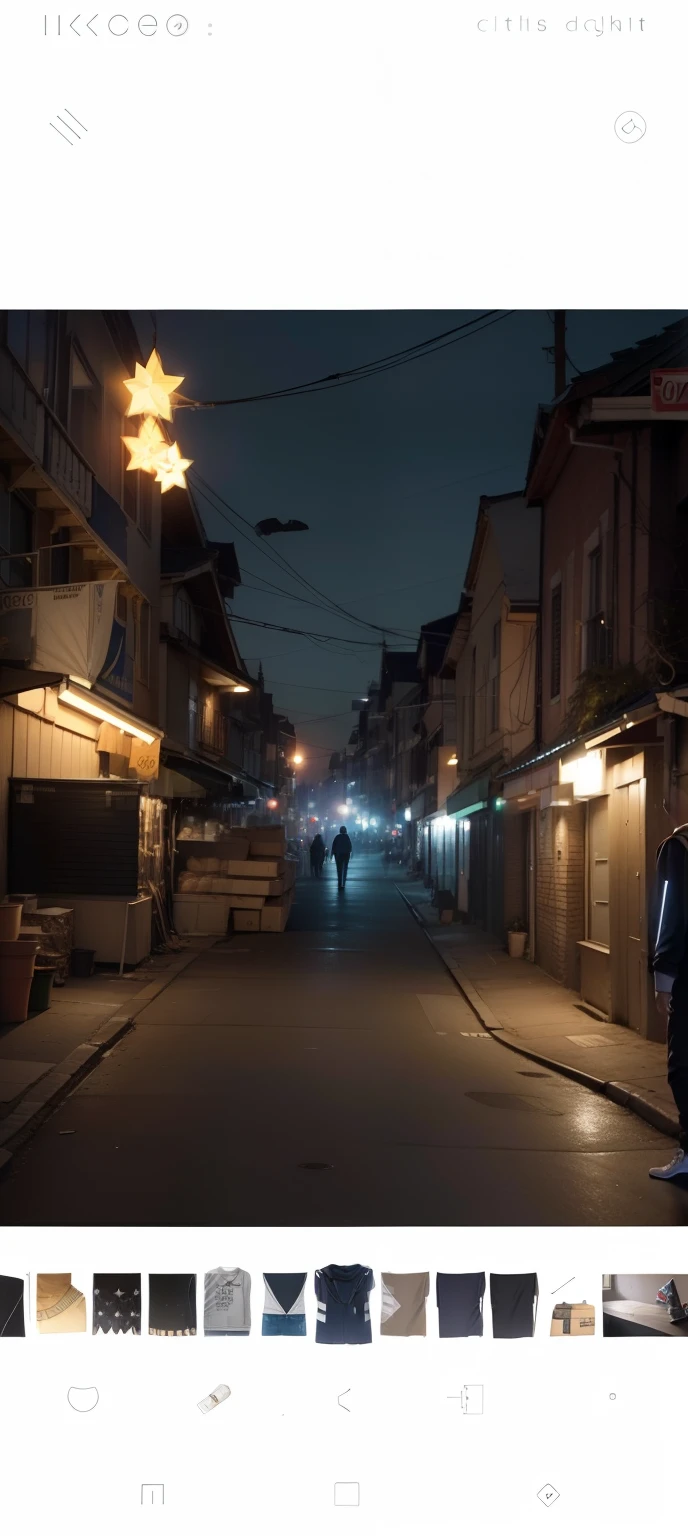 A boy walking waering hoodie night realistic