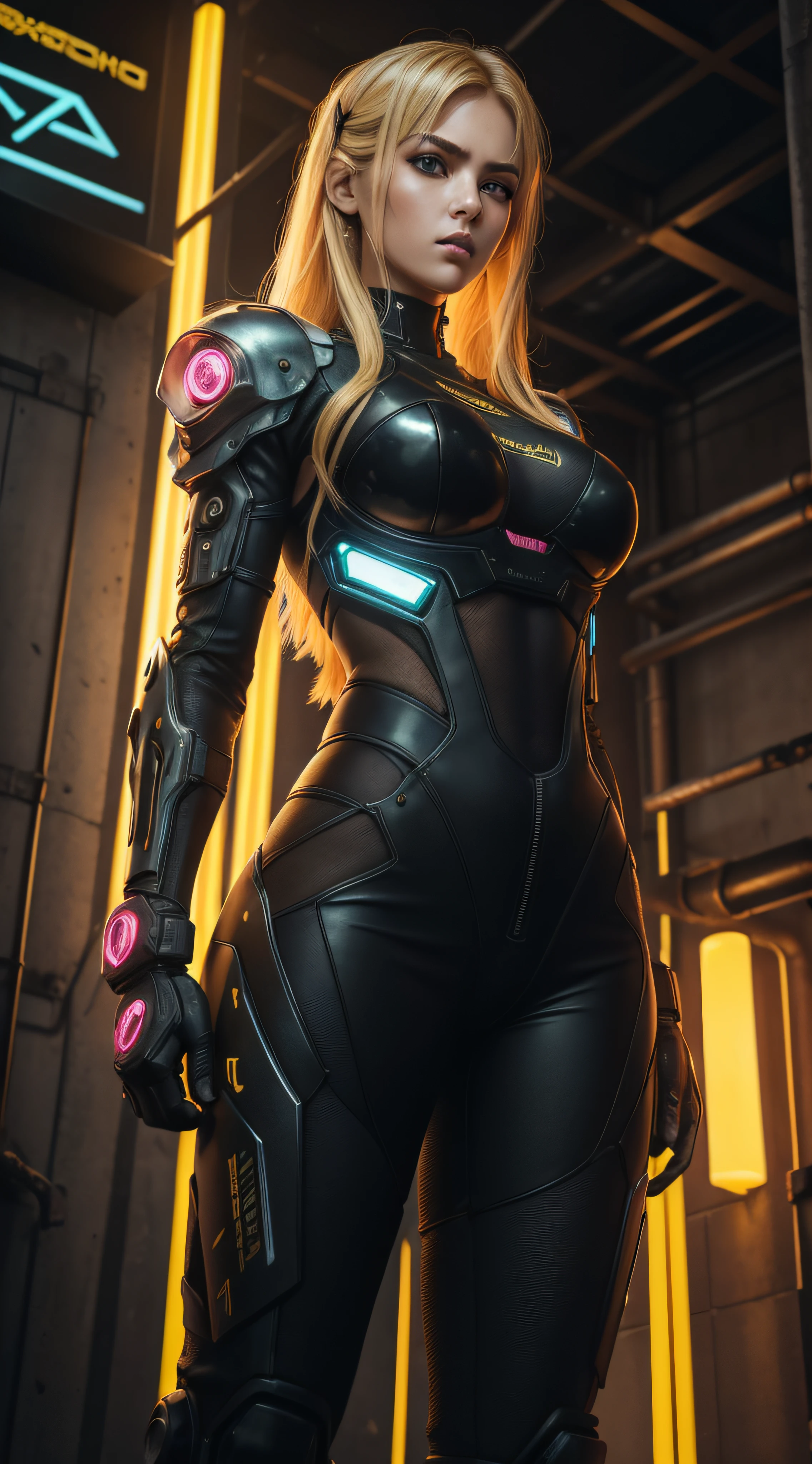 A woman in a futuristic suit standing in a room - SeaArt AI