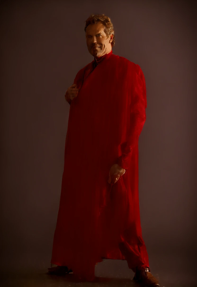 A handsom man (in red:1:3), (in the style of patrick demarchelier). wearing a jacket, Tall and fit, (40 years old:1.1), (shaven:1.2), (short brown hair and a little curly:1.5),(very short hair:1.6). in the style of ethereal beauty, realistic blue skies, hasselblad 1600f, hyper-realistic portraiture, bold colors, dynamic lines, smooth and polished .