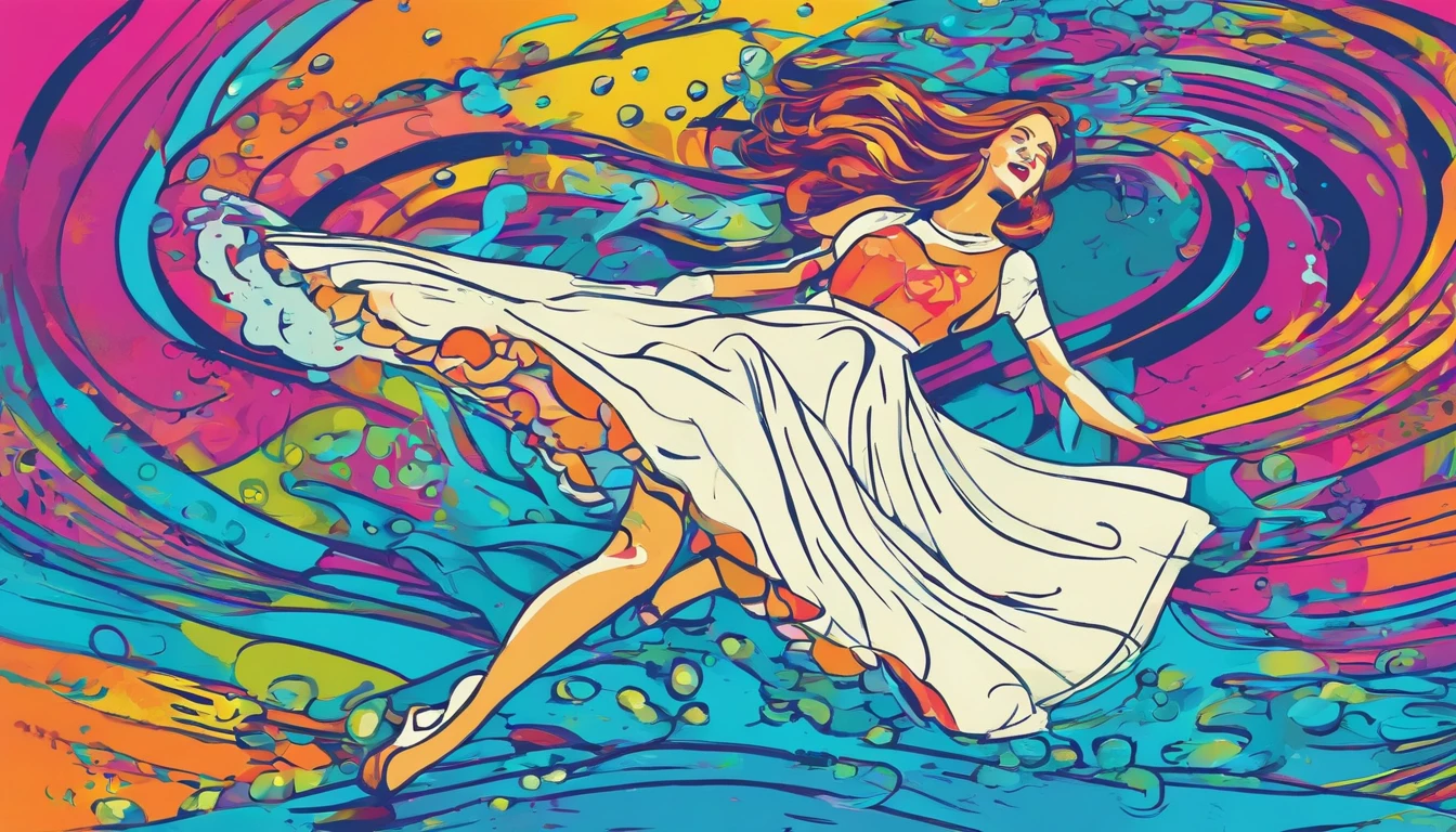 a woman with bride dress dancing undertwater