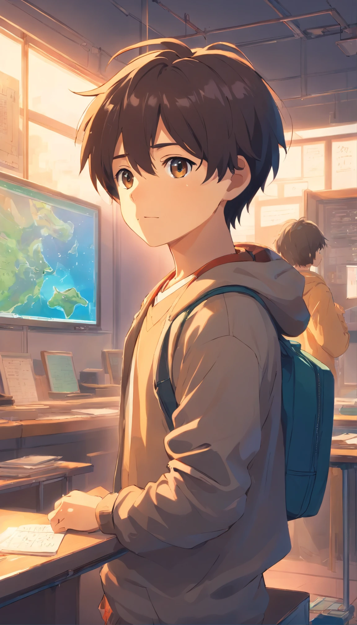 A little boy , student, basic, thinking