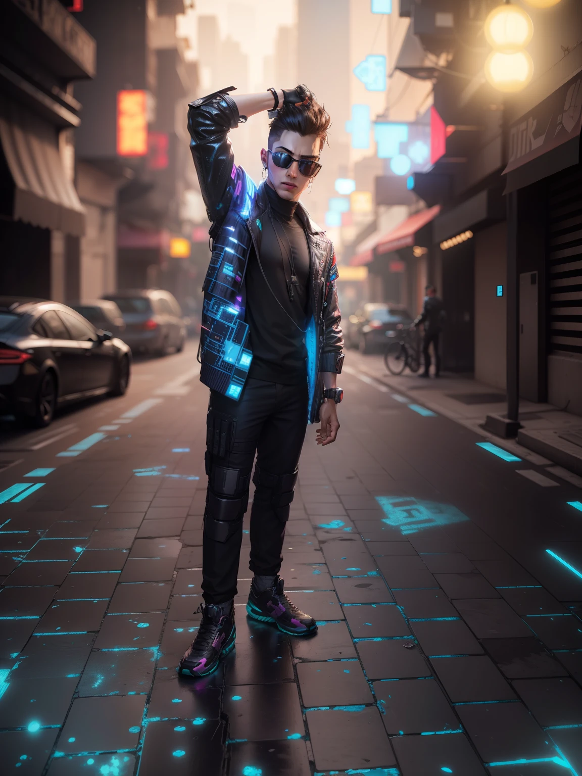 Change background cyberpunk handsome boy,realistic face,8k,ultra realistic,