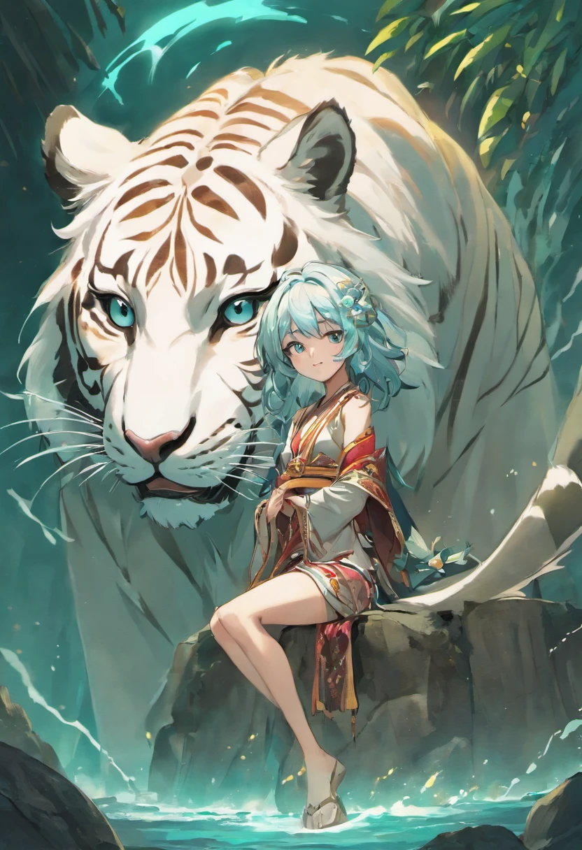 the white tiger，Mountain and Sea Sutra，mythological beasts，Handsome，Don't have characters