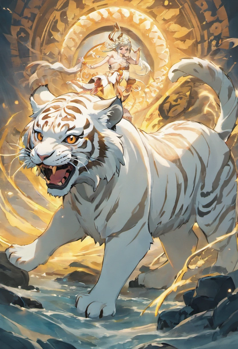 the white tiger,Mountain and Sea Sutra,mythological beasts,Handsome