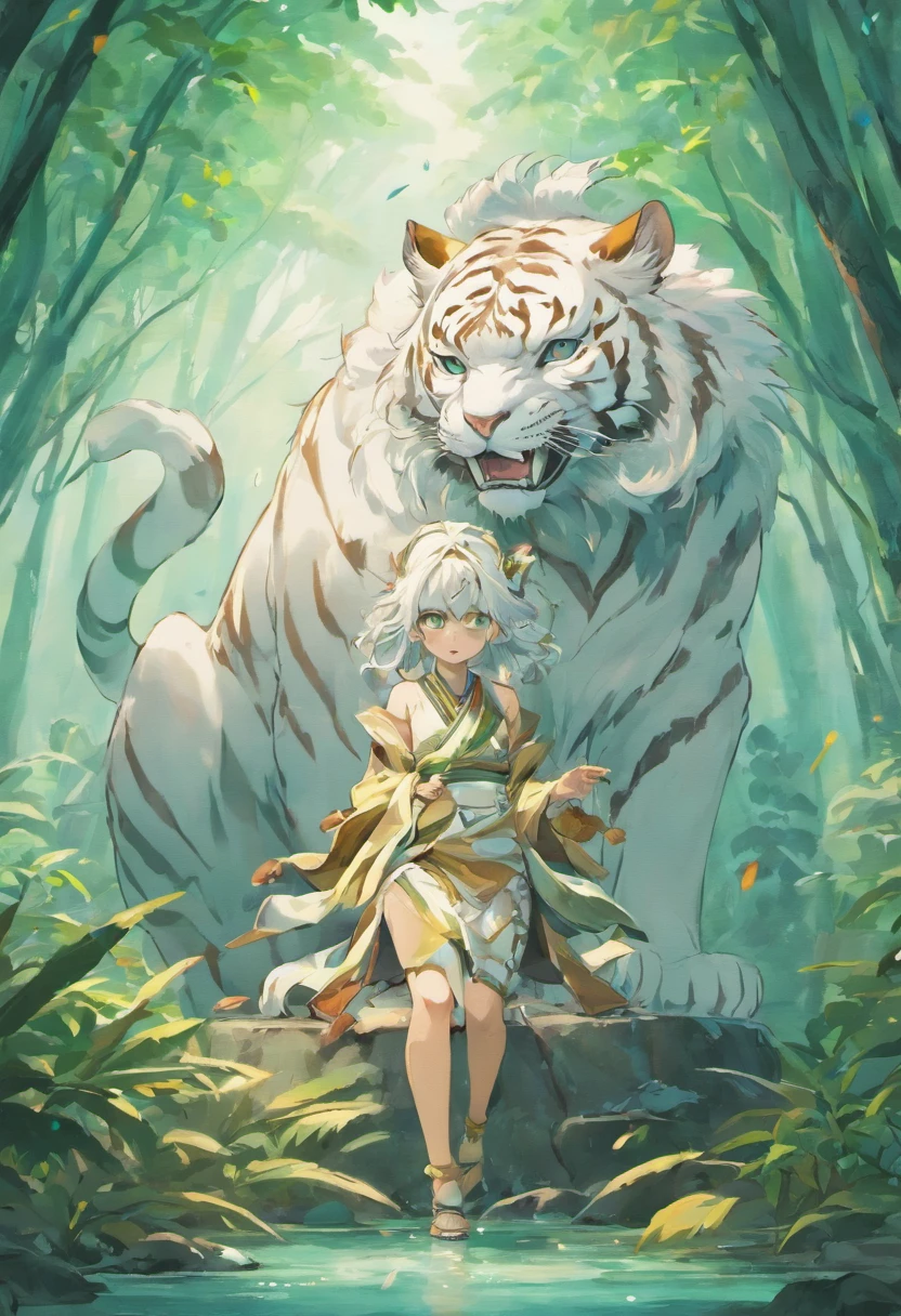 the white tiger,Mountain and Sea Sutra,mythological beasts,Handsome