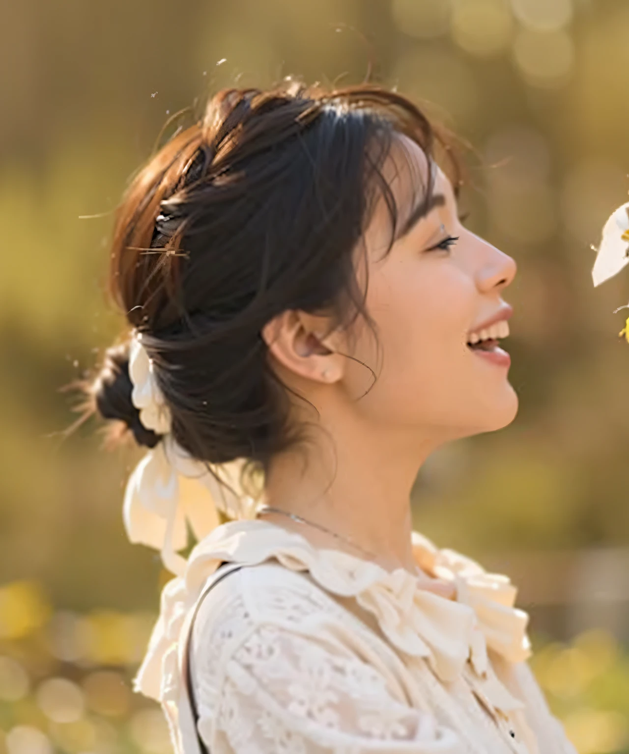 there is a woman holding a dog in her lap，Smile at it, still from live action movie, Still from the movie, highlight scene of the movie, soft light from the side, screenshots from movies, still frame from a movie, cinematic Film still from, live-action movie scenes, Beautiful image, cinematic Film still from, chiho, A cena mais bonita