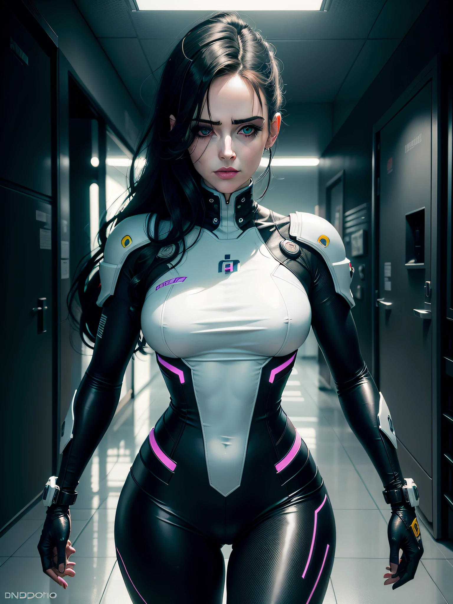 1 retrato de 1 mulher, inspirado na atriz Eva Green, rosto detalhado, corpo androide feminina, idade , olhos detalhados, Cor dos olhos Vermelhos, musculatura correta, Anatomia correta, thirds rule, proportion Aurea, cyberpunk latex white, translucido, microchips, electronic, Cabos, cyber implants, high resolution better rendering, cinematic lighthing, 8k, papel de parede 8k
