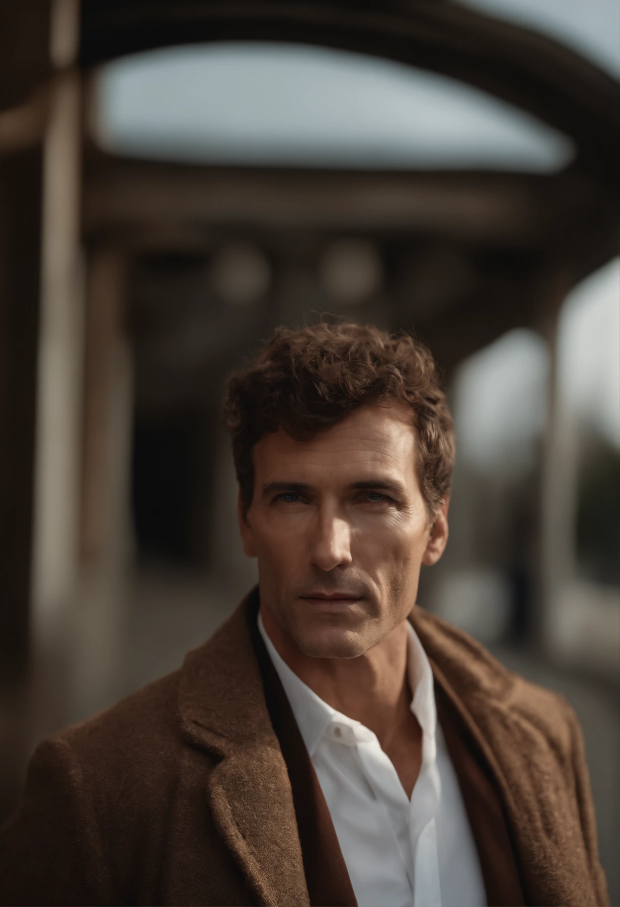 Un homme Handom (en rouge:1:1), (Dans le style de Patrick Demarchelier). porter une veste, Grand et en forme, (40 ans:1.1), (shaven:1.2), (short brown hair and a little curly:1.5),(very short hair:1.6). in the style of ethereal beauty, Realistic blue sky, Hasselblad 1600F, Hyperrealistic portrait, couleurs vives, Lignes dynamiques, lisse et poli .