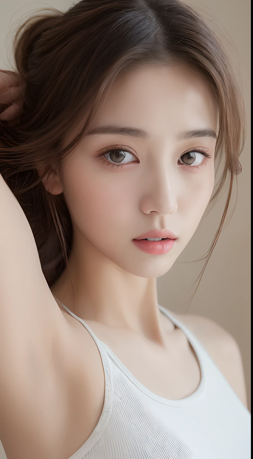 ((Top quality, 8k, Masterpiece: 1.3)), beauty, hidden face, 1 girl, beauty: 1.3, slender abs: 1.1, camisole vest, random hairstyle, (sitting on bed), ultra-detailed face, highly detailed lips, detailed eyes, double eyelids, exposed cleavage,