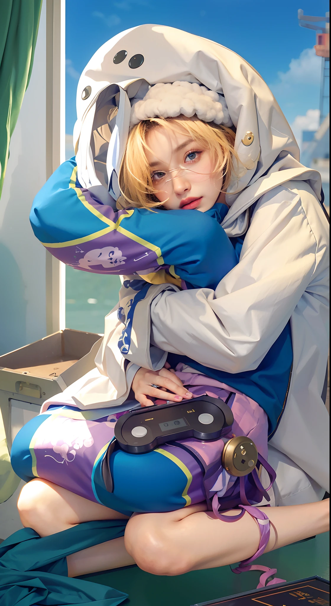(8k, RAW photo, photorealistic:1.25) ,( lipgloss, eyelashes, gloss-face, glossy skin, best quality, ultra highres, depth of field, chromatic aberration, caustics, Broad lighting, natural shading,Kpop idol) looking at viewer with a serene and goddess-like happiness,Realistic image details