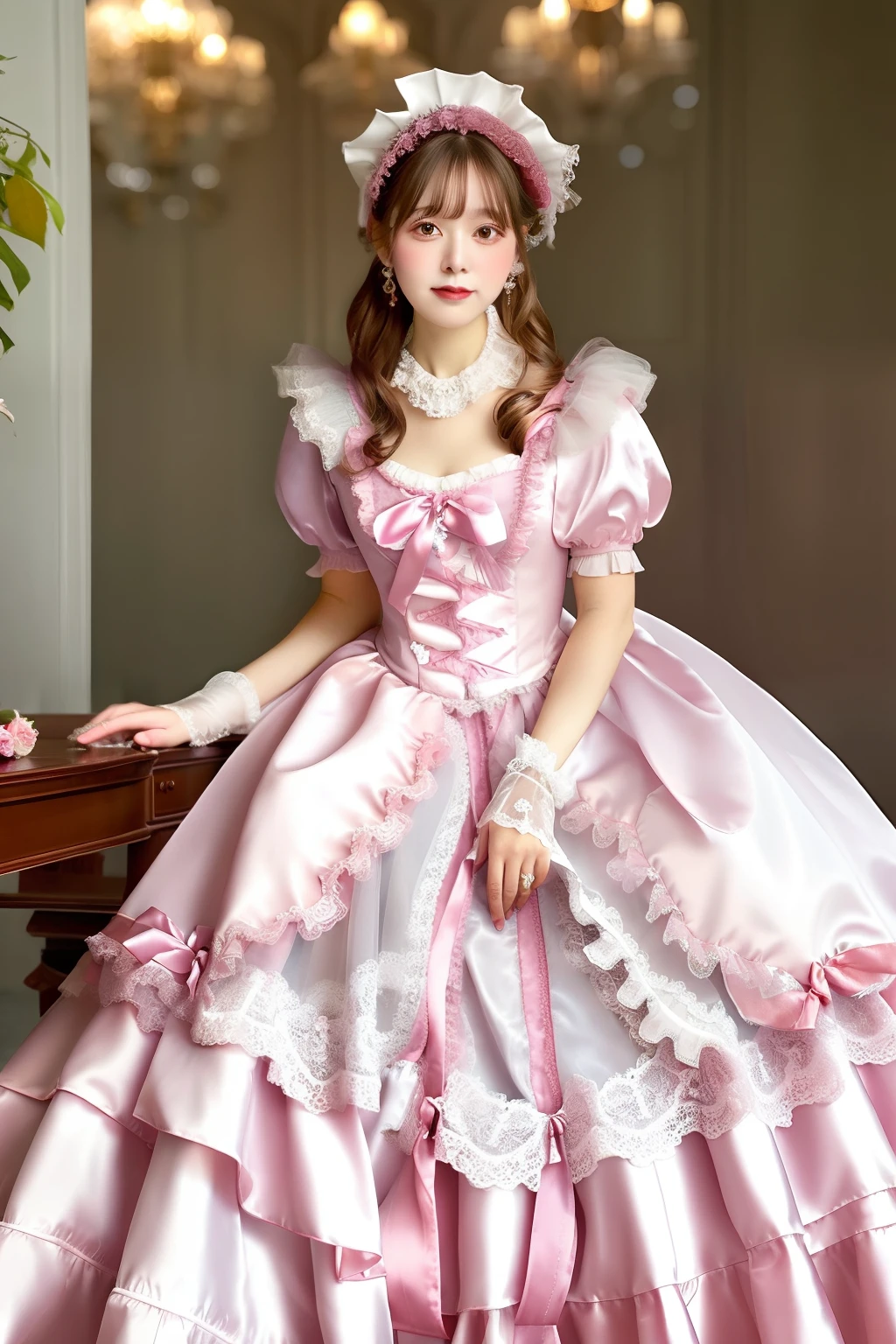,highest quality, masterpiece, highest resolution, artwork, super それにget used to it, many get used to it, get used to it, それにget used to it, 3k realistic pictures,,((two 10 year old little girls)),Ultra-detailed juvenile face,two are princesses,full length ball gown dress with hoop skirt,ruffled yoke collar,puff sleeves,long sleeve,((Lolita style hot pink detailed princess dress with lots of ruffles and ribbons)),Rococo style lolita fashion,shiny satin dress,Soft and smooth fabric,luxury,long blonde hair,white skin european,