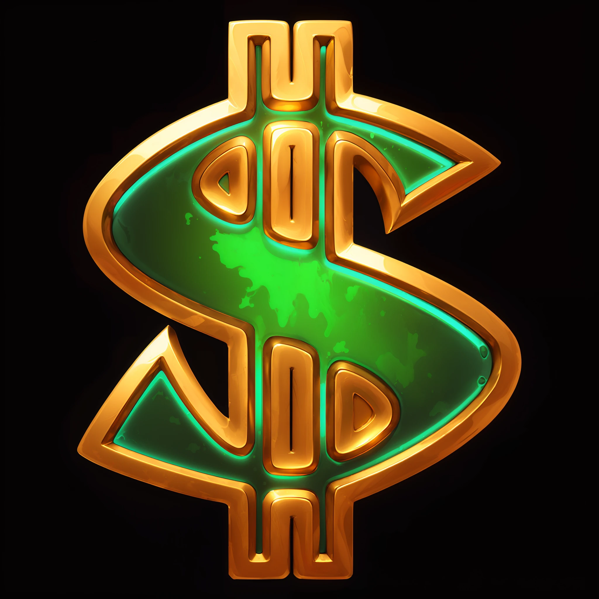 Dollar sign,golden colored，lisses，gameicon，highest masterpiece，high qulity