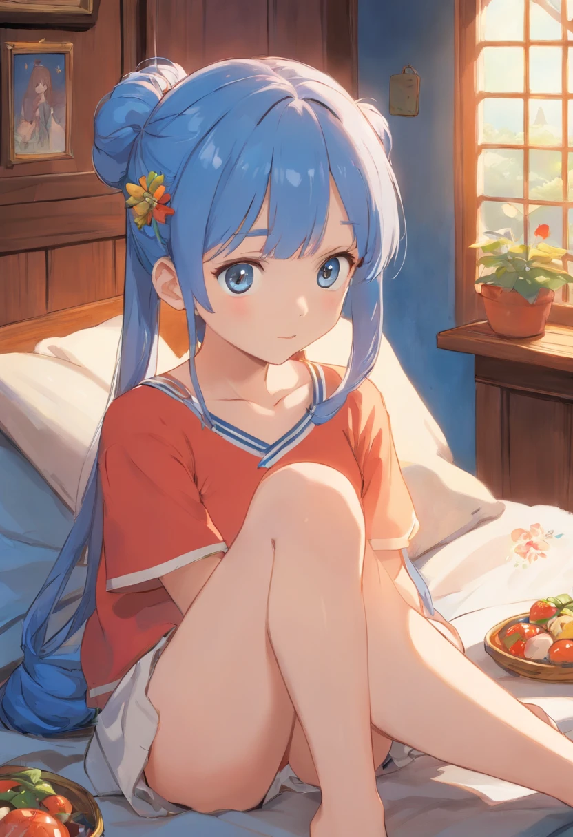 anime 8k sin sujetador sin ropa interior masturbandose bella hermosa bonita preciosa pelo azul