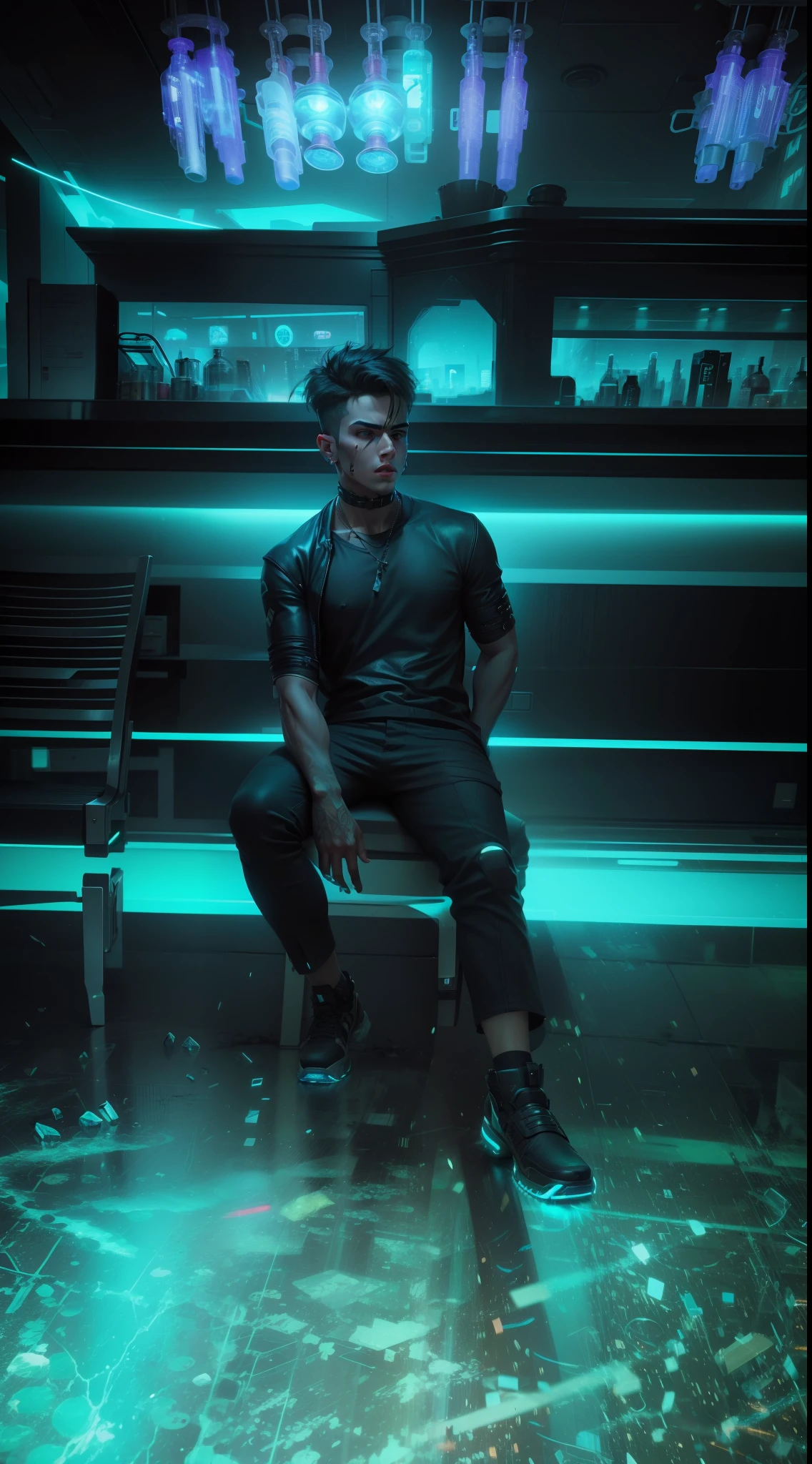 Change background cyberpunk handsome boy, realistic face. 8k, ultra high quality realistic