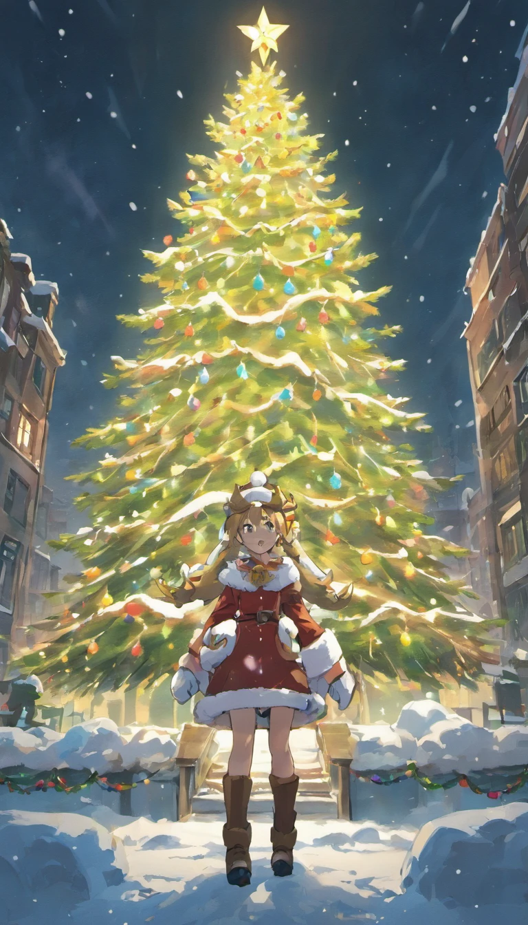 christmas tree imitation and snow imitation in a carton box. No character
