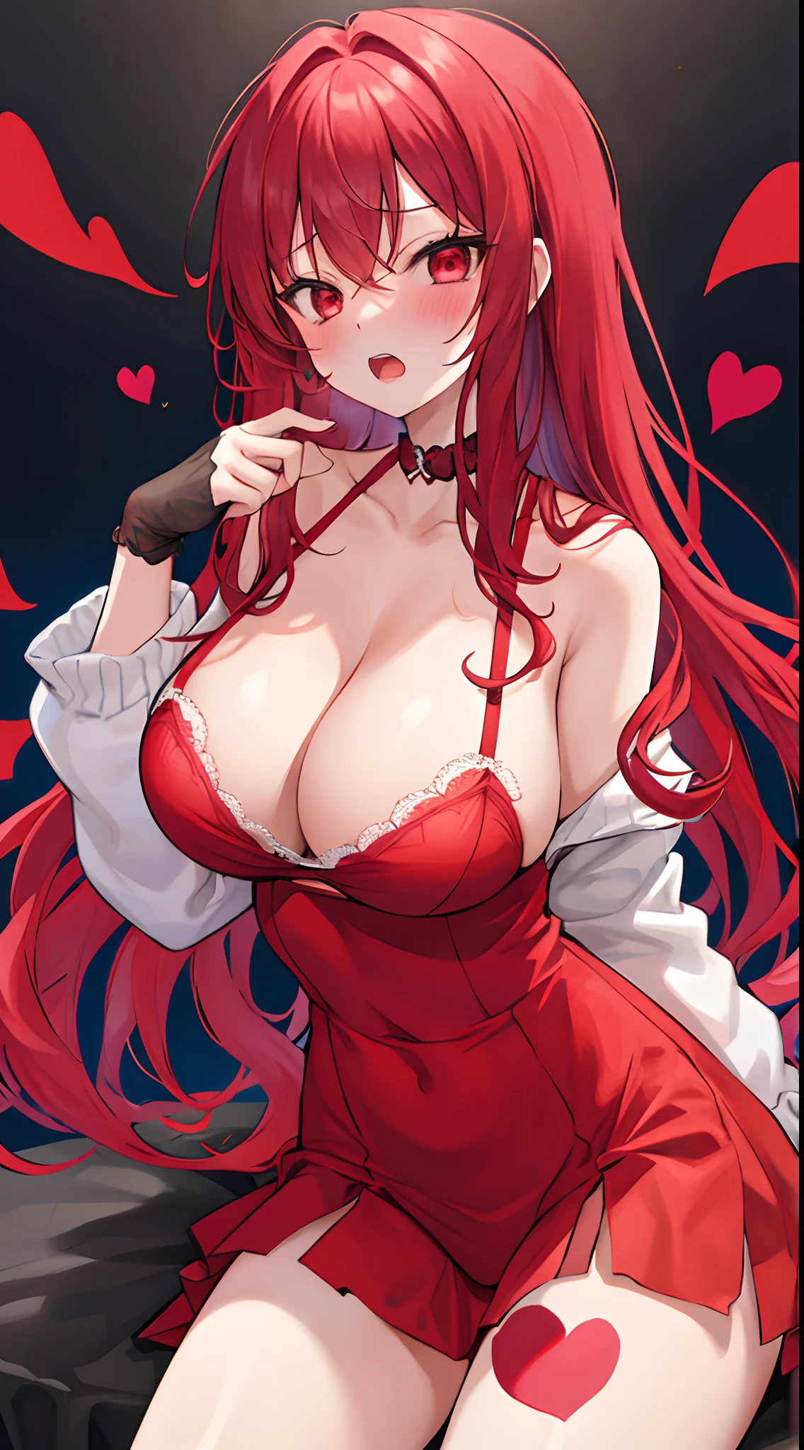 Girl, big boobs, red hair, long hair, blushing, sucking dick, Scream, lingerie