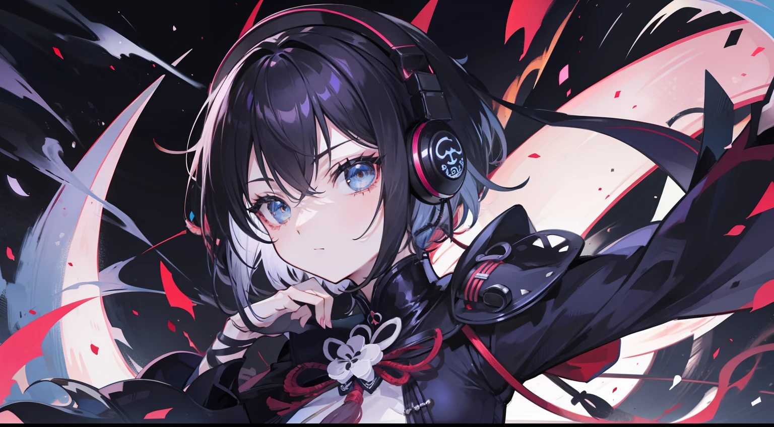 gotik、knifes、A Japanese style、short-hair、Chemomimi headphones