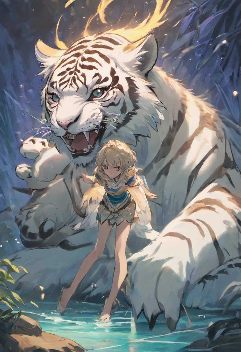 the white tiger,no humans, no person, Mountain and Sea Sutra,mythological beasts,Handsome,Don't have characters