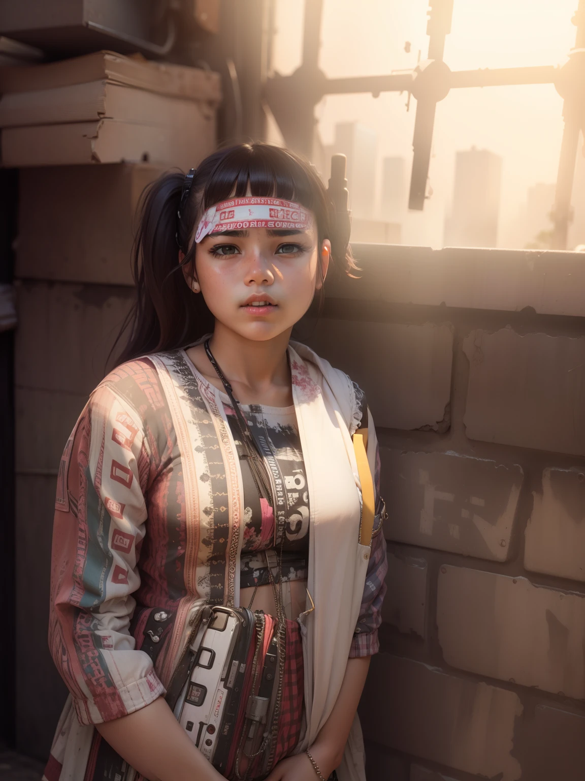 Change background syburpunk cute girl
