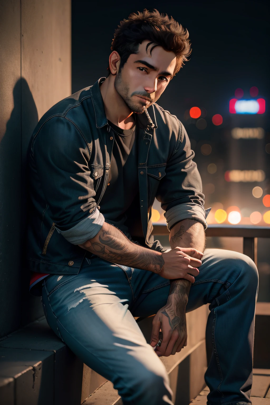 arafed man sitting on a ledge with his hands in his pockets, shot on canon eos r5, shot on canon eos r 5, taken with canon 5d mk4, portrait shot 8 k, taken with canon eos 5 d mark iv, taken with sony alpha 9, shot at night with studio lights, casual photography, high quality portrait