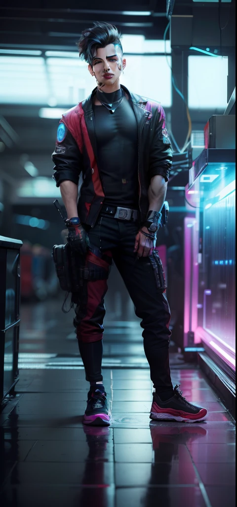 Change background cyberpunk handsome boy, realistic face. 8k, ultra high quality realistic