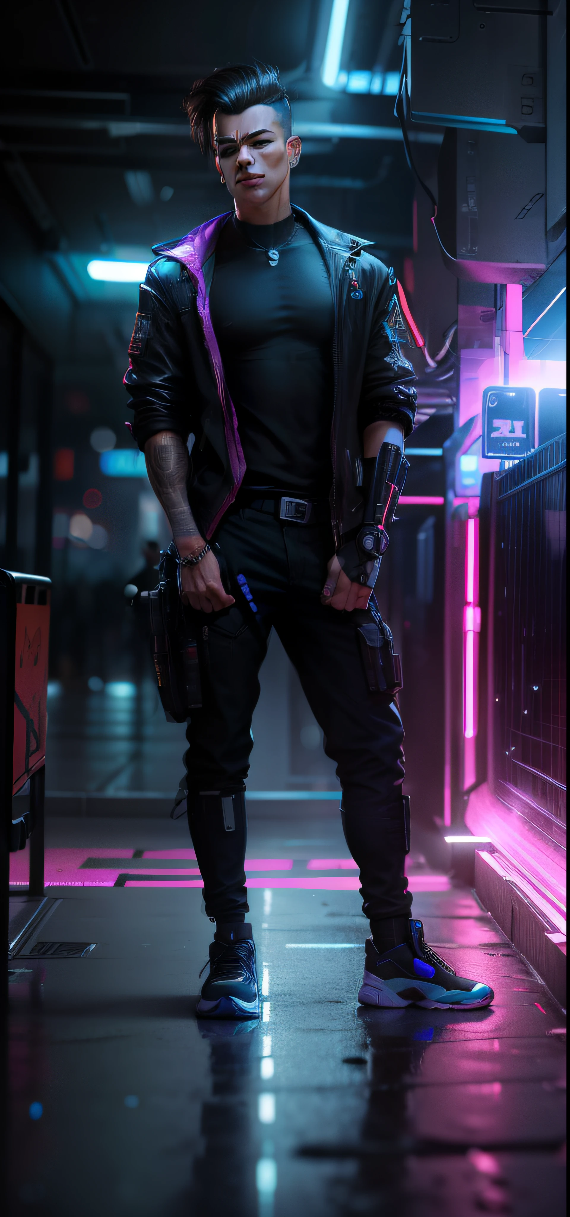 Change background cyberpunk handsome boy, realistic face. 8k, ultra high quality realistic