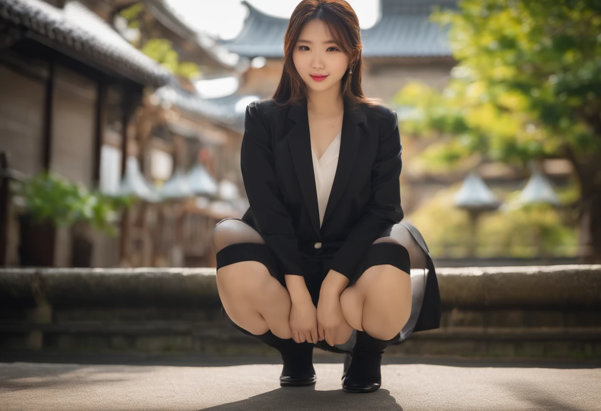 20-year-old Japan beauty、Squatting down and opening her crotch to show her panties。