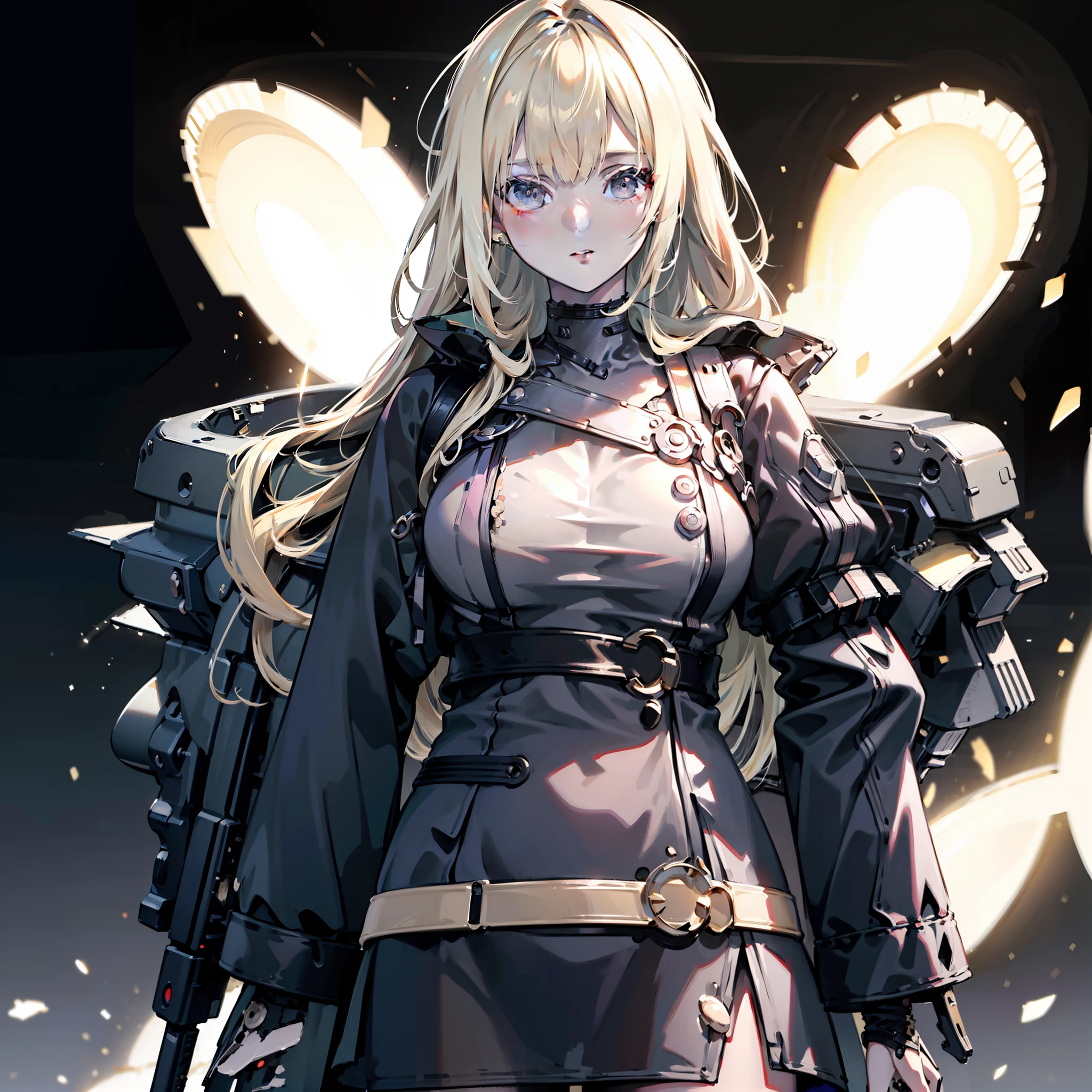 1woman, cool, tall, mature, dirty blonde hair, pitch black eyes,, wearing military uniform, space marine, isolated on completely pitch black background, high res, ultrasharp, 8K, masterpiece, looking at viewer, HDR, sharp focus, absurdres, bokeh, best quality,(illustration:1.2),(ultra-detailed),hyper details,(delicate detailed), (intricate details), (cinematic light,best quality Backlights), clear line, from below,perfect body