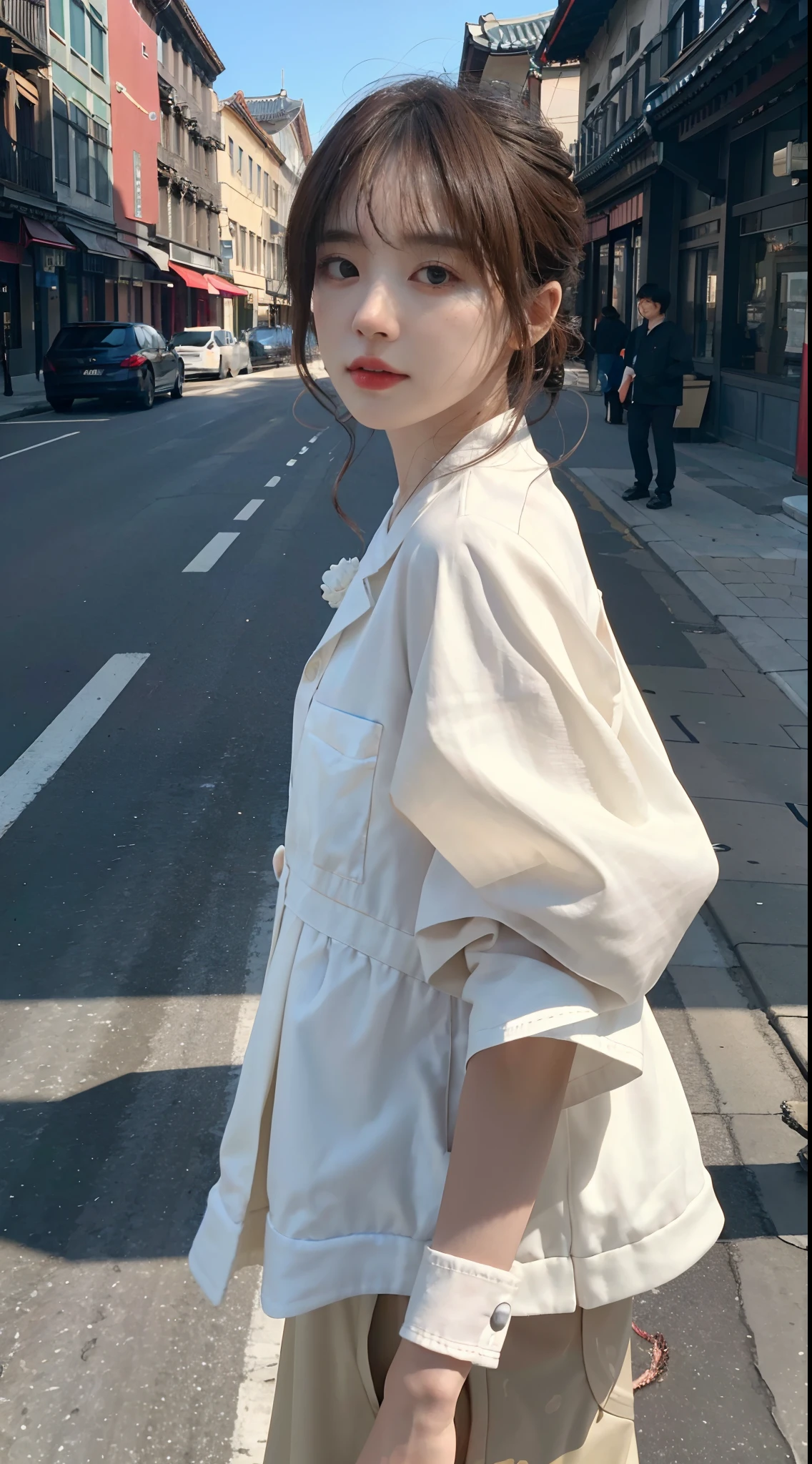 ((high quality, masterpiece:1.4)), 1girl, ((elegant, majestic, beautiful, korean, upper body, street clothes:1.4, pretty face, noon, street background:1.2)), absurdres, high details, intricate, intricate details, sharp focus, screen space reflextions, RTX, edge lighting, rim light, rim lighting, best lighting, 8K, HD, Full-HD, Ultra-HD, Super-Resolution, Megapixel, Refreshing, Lumen Reflections, TXAA, De-Noise, Shaders, Post Processing, Post-Production, insanely detailed and intricate, hypermaximalist, hyper realistic, super detailed