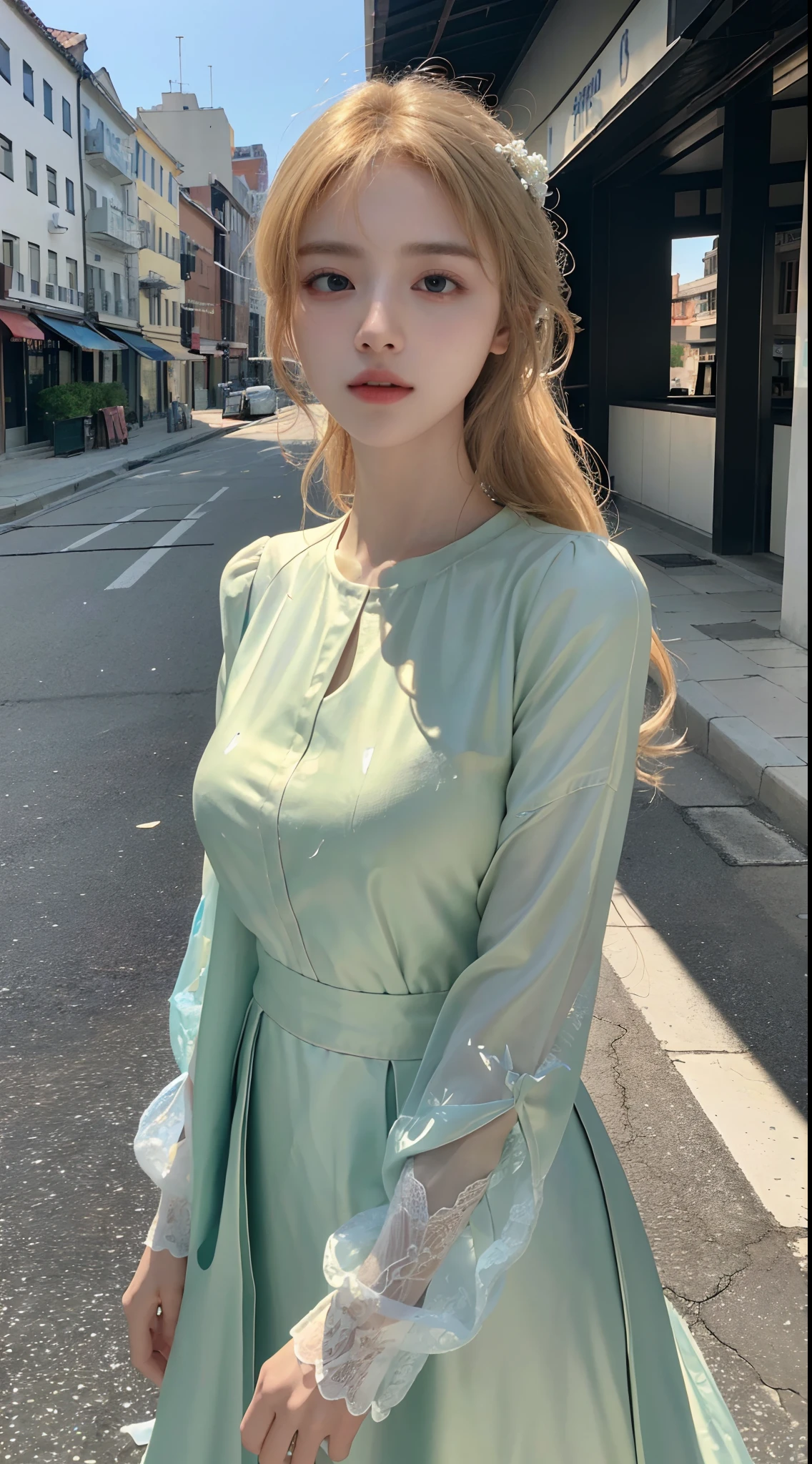 ((high quality, masterpiece:1.4)), 1girl, ((elegant, majestic, beautiful, korean, upper body, street clothes:1.4, pretty face, noon, street background:1.2)), absurdres, high details, intricate, intricate details, sharp focus, screen space reflextions, RTX, edge lighting, rim light, rim lighting, best lighting, 8K, HD, Full-HD, Ultra-HD, Super-Resolution, Megapixel, Refreshing, Lumen Reflections, TXAA, De-Noise, Shaders, Post Processing, Post-Production, insanely detailed and intricate, hypermaximalist, hyper realistic, super detailed
